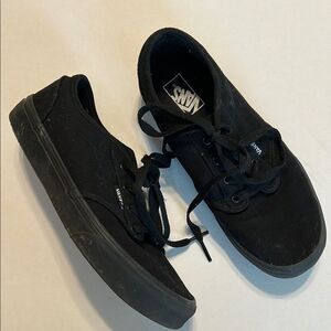 VANS Off The Wall Black Canvas Skateboarding Sneakers Lace Up Size 4.5 Youth